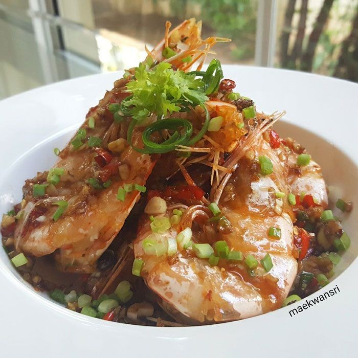 กุ้งแชบ๊วยผัดพริกสับ อาหารจานเดียว