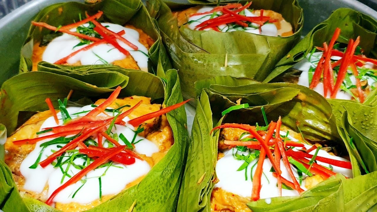 ห่อหมกปลาใบโหระพา - ใบยอ (สูตรโบราณ) อาหารภาคกลาง