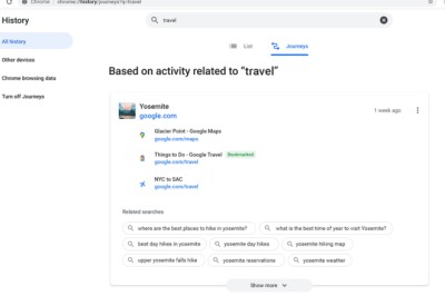 Chrome เพิ่มการค้นหาประวัติการท่องเว็บแบบใหม่ Journeys ค้นหาตามหัวข้อเรื่องได้