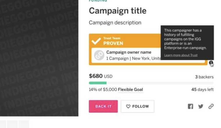 Indiegogo เพิ่มระบบสัญลักษณ์ Trust-Proven ให้แคมเปญระดมทุนที่น่าเชื่อถือ