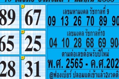 รีบไปแผงลอตเตอรี่ด่วน! เด็ดจริง เลขเด็ดมาแรง 10 เลขดัง งวด1/3/65 มีของแถมเป็น เลขมงคล