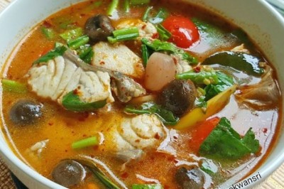 ต้มยำปลากะพงน้ำข้น อาหารจานเดียว