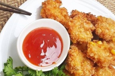 ทอดมันข้าวโพด กุ้งสับ อาหารจานเดียว