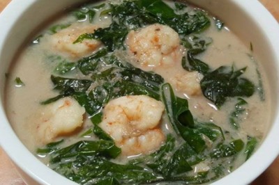 ผักเหลียงต้มกะทิกับกุ้ง อาหารภาคใต้