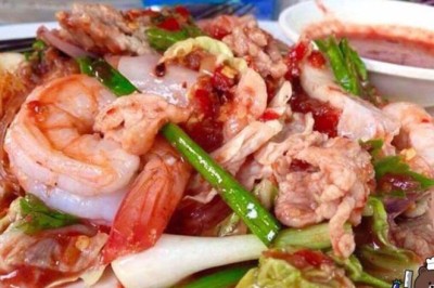 ผัดสุกี้ยากี้ทะเลแห้ง อาหารจานเดียว