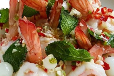 กุ้งนึ่งมะนาว อาหารจานเดียว