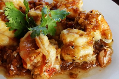 กุ้งทอดกระเทียมพริกไทย อาหารจานเดียว