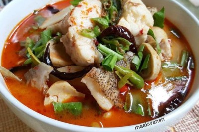 ต้มยำปลาเก๋าน้ำข้น อาหารจานเดียว