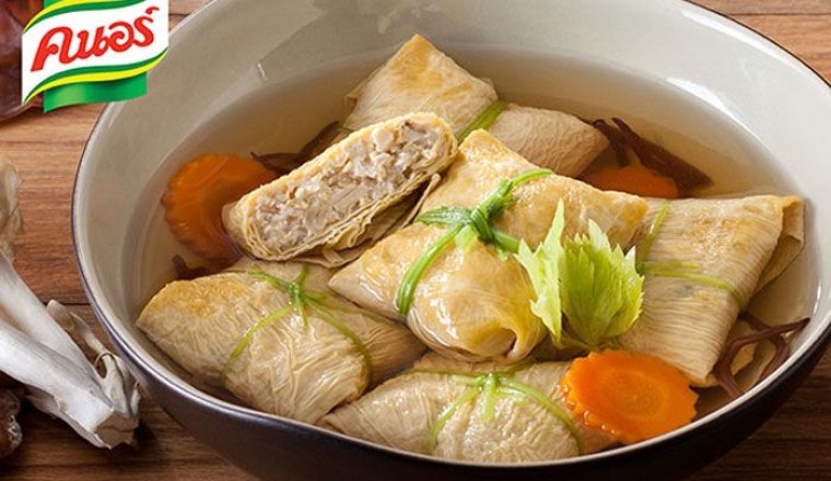 แกงจืดฟองเต้าหู้ยัดไส้เจ อาหารเจ