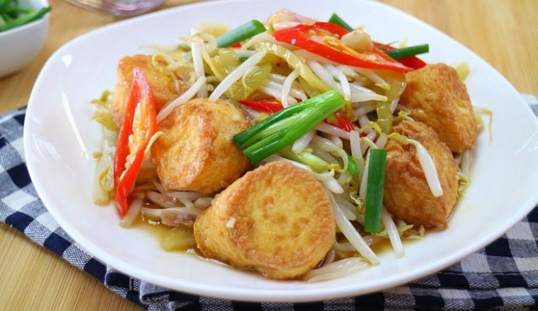 ผัดถั่วงอกเกี้ยมใฉ่เจ อาหารเจ