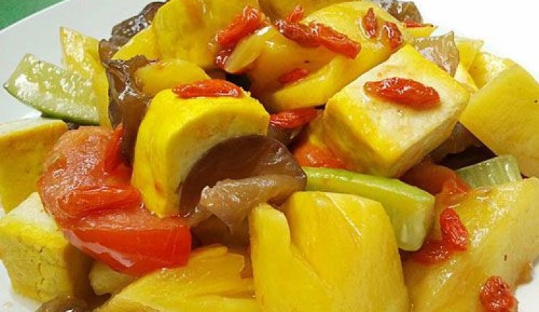 แตงกวาผัดเห็ดหอมเจ อาหารเจ