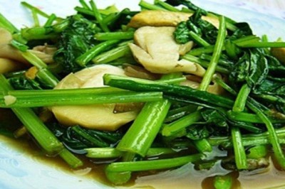 ดอกกวางตุ้ง ผัดเห็ดนางฟ้าเจ อาหารเจ