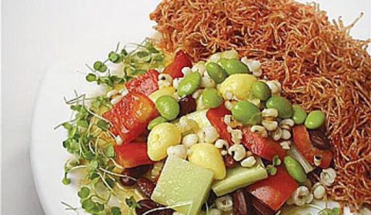 ลูกเดือยคลุกผัก อาหารเจ