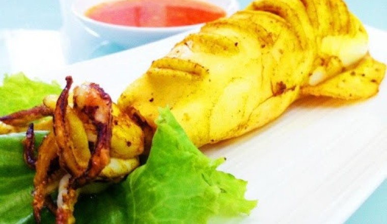 ปลาหมึกย่างขมิ้น (สากล) อาหารภาคใต้