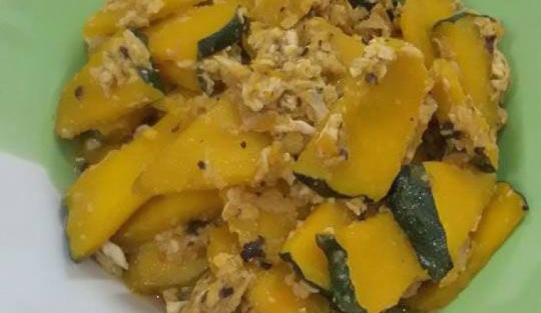 ฟักทองผัดไข่พริกไทยดำ อาหารภาคใต้