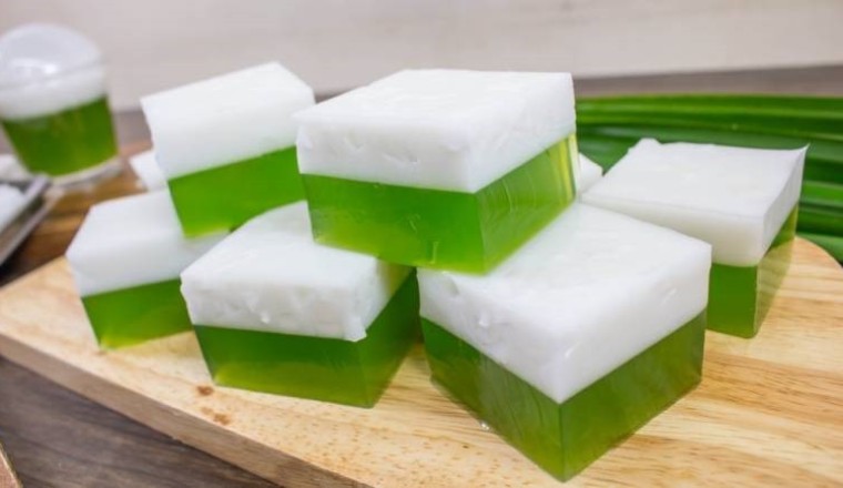 วุ้นกะทิใบเตย ขนมไทย