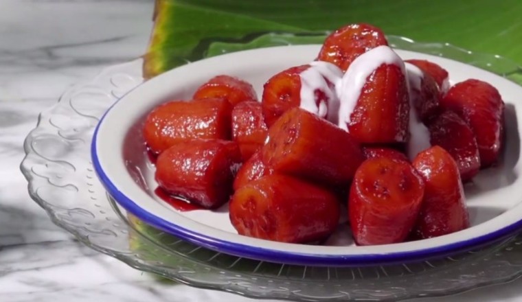 กล้วยเชื่อมแดง ขนมไทย