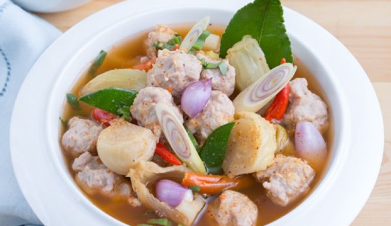 ต้มแซ่บหมูเด้งใส่ผักกาดดอง ประยุกต์ อาหารภาคอีสาน