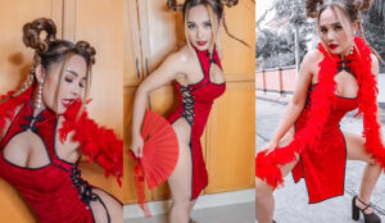 อาซ้อแซ่บมาก! “ตั๊กแตน ชลดา” แหวกลึก เว้าสูง สวมชุดแดงต้อนรับตรุษจีน