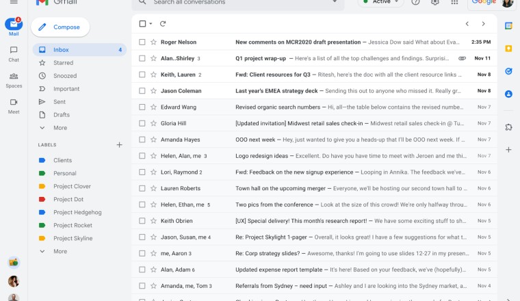 Gmail เตรียมปรับโฉมใหม่ (อีกแล้ว) ย้ายไอคอน Mail, Chat, Space, Meet ไว้ขอบด้านซ้าย