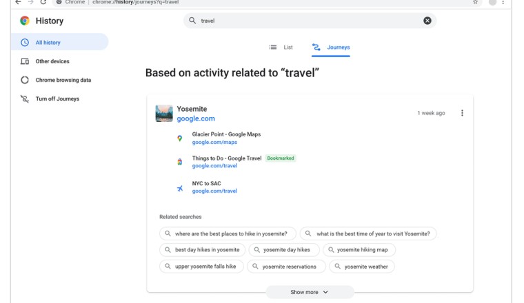 Chrome เพิ่มการค้นหาประวัติการท่องเว็บแบบใหม่ Journeys ค้นหาตามหัวข้อเรื่องได้