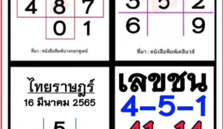 งวดนี้มาไว!! เลขเด็ด นสพ.ดัง ไทยราษฎร์ เดลินิวส์ บางกอกทูเดย์ งวด16/3/65 ชนอีกแล้ว 1-4-5
