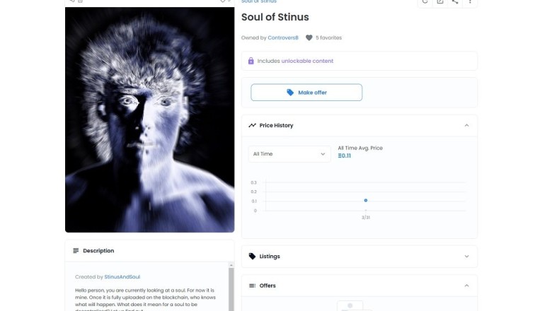 วัยรุ่นสร้างตัว ขายวิญญาณตัวเองเป็นงานศิลปะ NFT ราคาเริ่ม 0.11 ETH หรือ 12,400 บาท