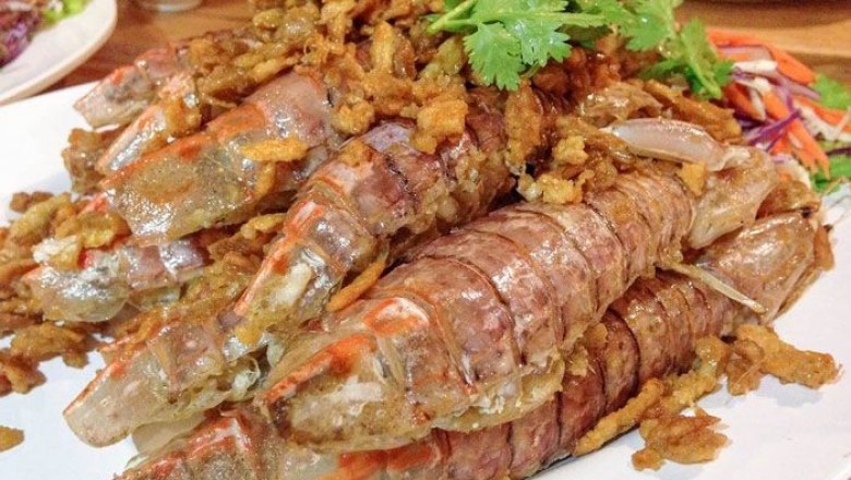 กั้งทอดกระเทียม อาหารจานเดียว