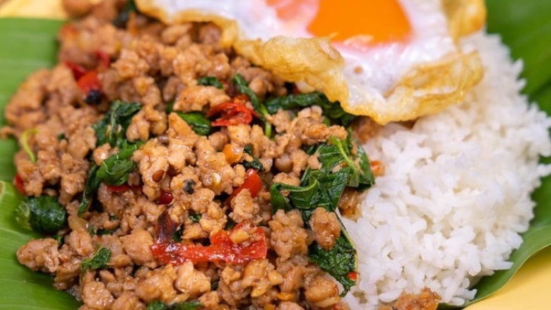 กระเพราหมูสับ อาหารจานเดียว