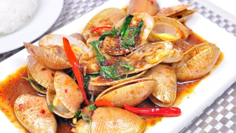 หอยลายผัดพริกเผา อาหารจานเดียว
