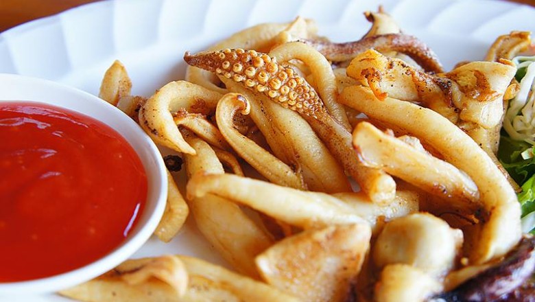 ปลาหมึกแดดเดียว อาหารจานเดียว