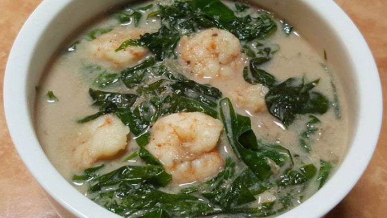 ผักเหลียงต้มกะทิกับกุ้ง อาหารภาคใต้