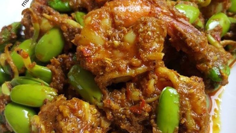 ผัดเผ็ดลูกเหรียงกับสะตอใส่กุ้ง อาหารภาคใต้