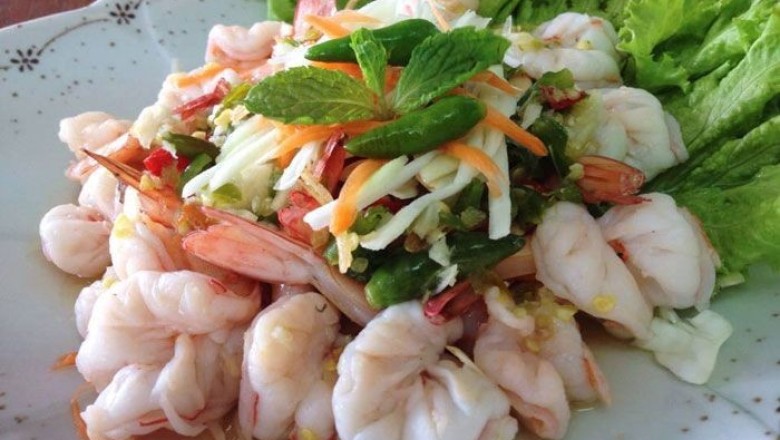 ยำกุ้งสด อาหารจานเดียว