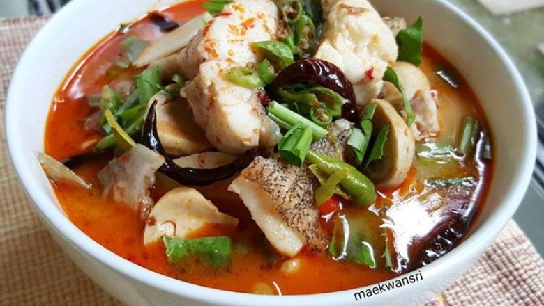 ต้มยำปลาเก๋าน้ำข้น อาหารจานเดียว