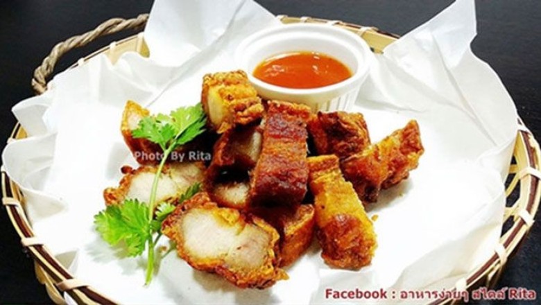 หมูสามชั้นทอดน้ำปลา อาหารจานเดียว