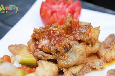 ปลาทับทิมทอดราดพริก อาหารจานเดียว