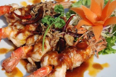 กุ้งราดซอสมะขาม อาหารจานเดียว