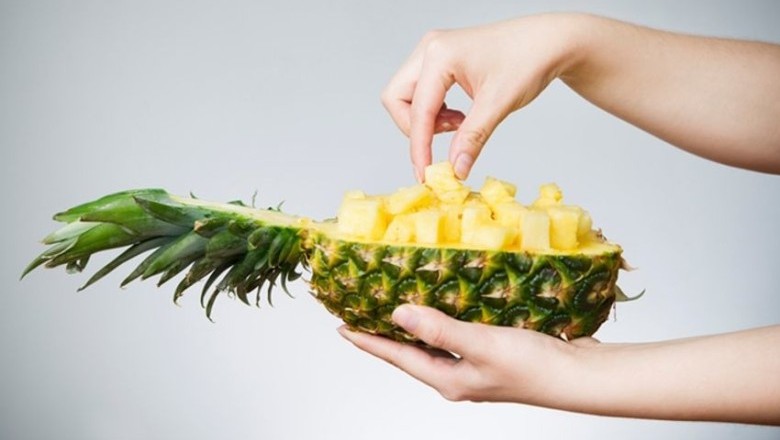 สัปปะรดผลไม้สีเหลืองมากคุณค่า